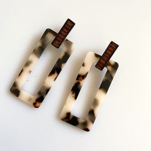 Rectangle Tortoise Handmade Earrings